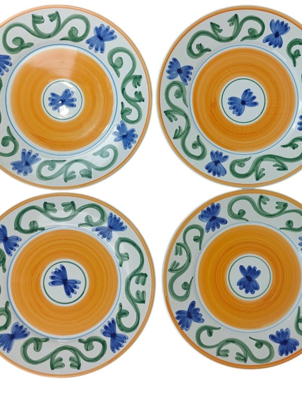 Williams-Sonoma Sunshine Ceramic Dinner Plates Set Of 4 Floral Design Italy